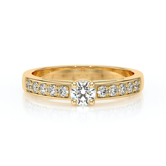 Solitaire accompagné émeraude et diamant Pluie d’étoiles - 3