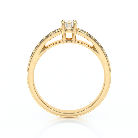 Solitaire accompagné émeraude et diamant Pluie d’étoiles - 3