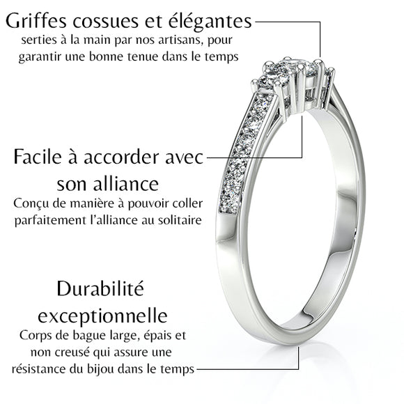 Solitaire accompagné diamant Pluie d’étoiles - 7