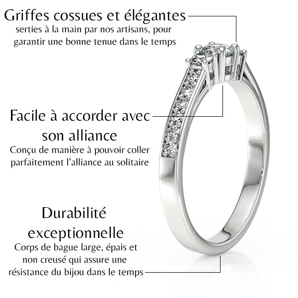 Solitaire accompagné diamant Pluie d’étoiles - 7