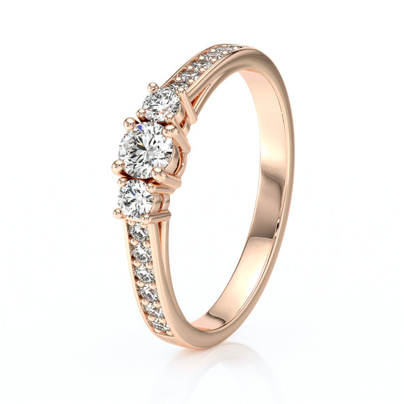 Solitaire accompagné diamant Pluie d’étoiles - 7