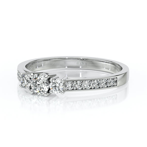 Solitaire accompagné diamant Pluie d’étoiles - 7