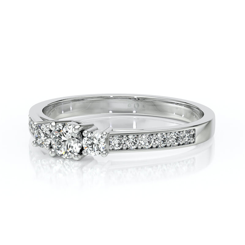 Solitaire accompagné diamant Pluie d’étoiles - 7