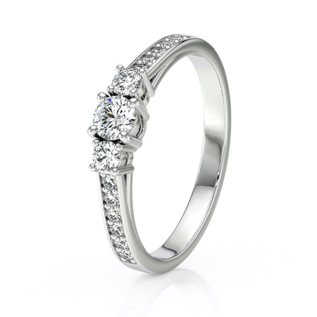 Solitaire accompagné diamant Pluie d’étoiles - 7