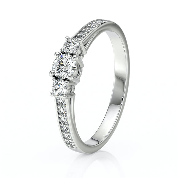 Solitaire accompagné saphir vert et diamant Pluie d’étoiles - 7