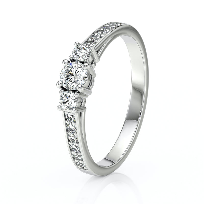 Solitaire accompagné améthyste et diamant Pluie d’étoiles - 7