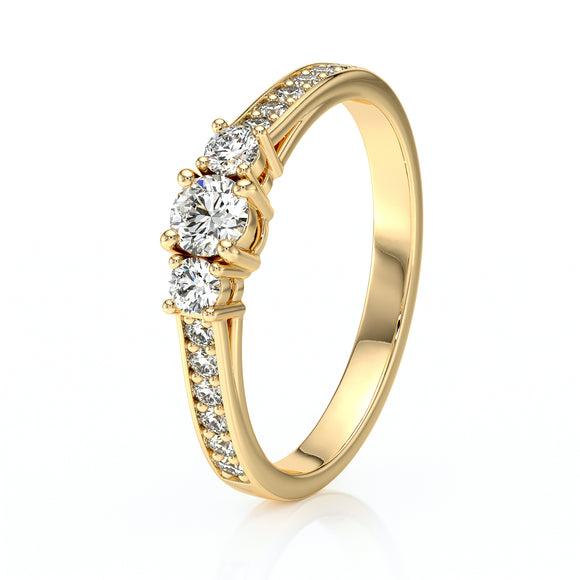 Solitaire accompagné diamant Pluie d’étoiles - 7