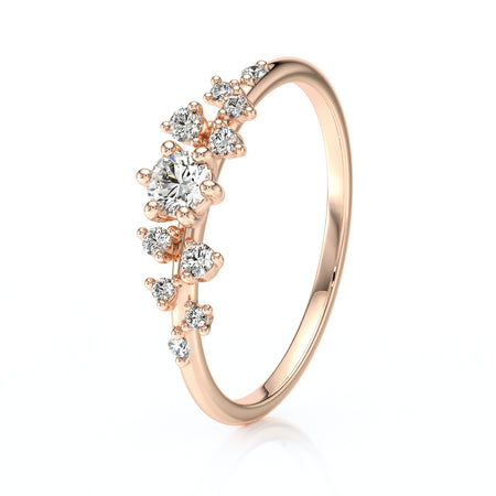 Solitaire accompagné diamant Pluie d’étoiles - 8