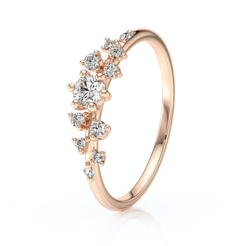 Solitaire accompagné diamant Pluie d’étoiles - 8