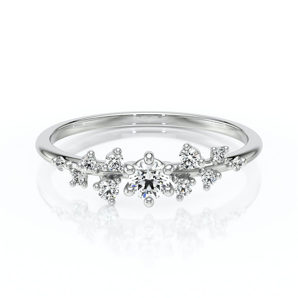 Solitaire accompagné diamant Pluie d’étoiles - 8