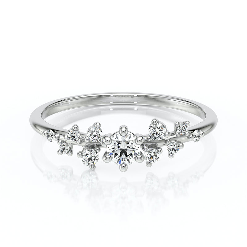 Solitaire accompagné diamant Pluie d’étoiles - 8