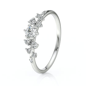 Solitaire accompagné diamant Pluie d’étoiles - 8