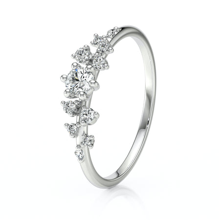 Solitaire accompagné diamant Pluie d’étoiles - 8