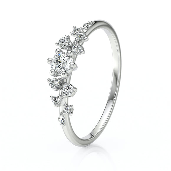 Solitaire accompagné émeraude et diamant Pluie d’étoiles - 8