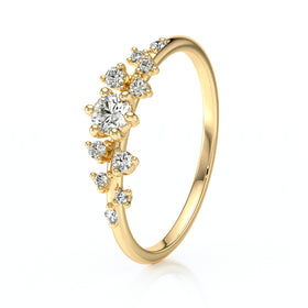 Solitaire accompagné diamant Pluie d’étoiles - 8