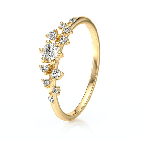 Solitaire accompagné diamant Pluie d’étoiles - 8