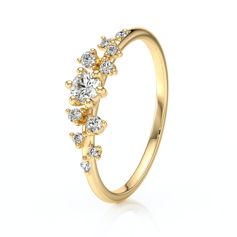 Solitaire accompagné diamant Pluie d’étoiles - 8