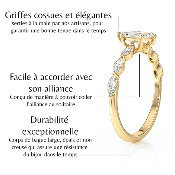 Solitaire accompagné diamant Solstice - 1