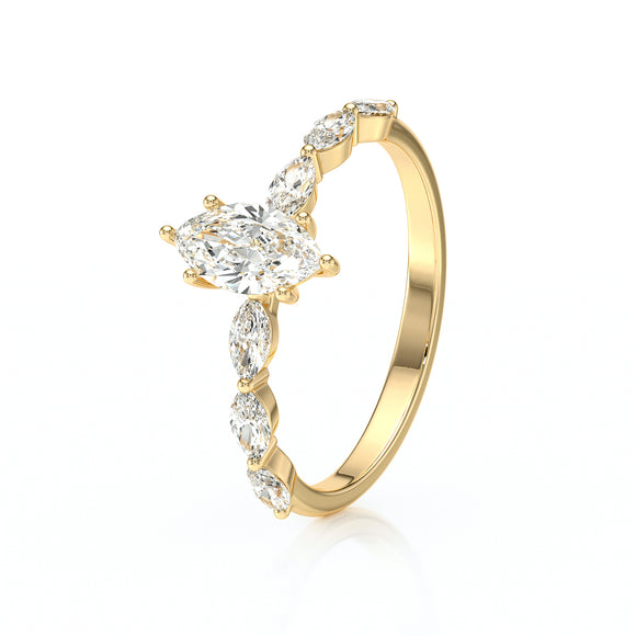 Solitaire accompagné diamant Solstice - 1