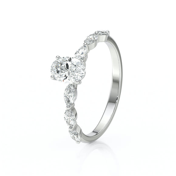 Solitaire accompagné diamant Solstice - 2
