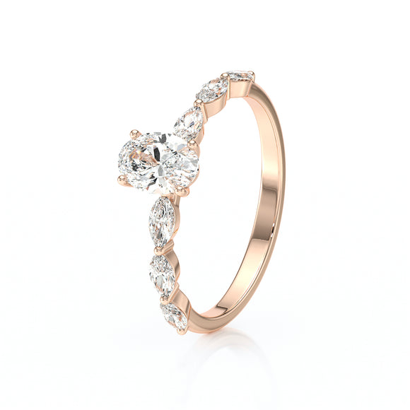 Solitaire accompagné saphir vert diamant Solstice - 2