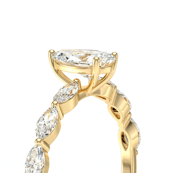 Solitaire accompagné améthyste diamant Solstice - 3