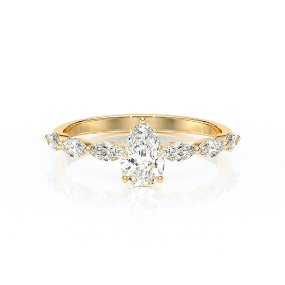 Solitaire accompagné diamant Solstice - 3