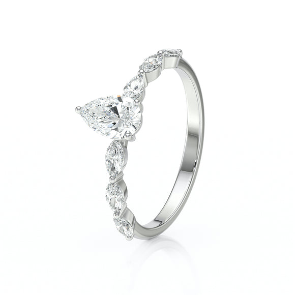 Solitaire accompagné diamant Solstice - 3