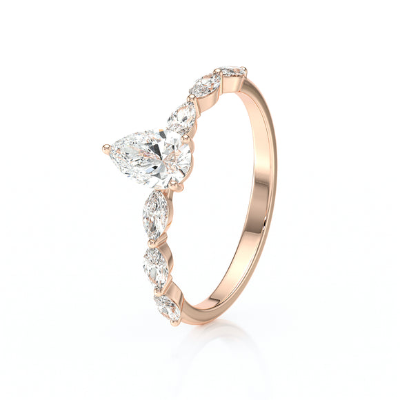 Solitaire accompagné diamant Solstice - 3