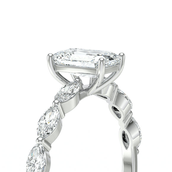 Solitaire accompagné saphir vert diamant Solstice - 4