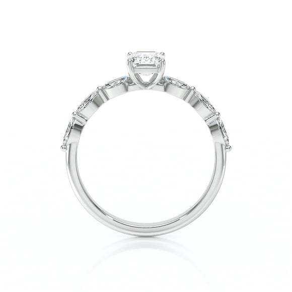 Solitaire accompagné saphir vert diamant Solstice - 4