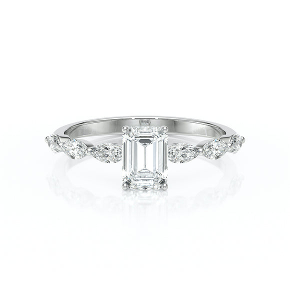 Solitaire accompagné diamant Solstice - 4