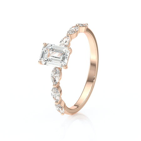 Solitaire accompagné diamant Solstice - 4