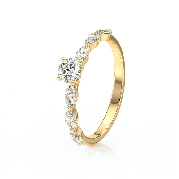 Solitaire accompagné diamant Solstice - 5