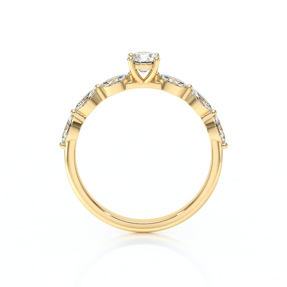 Solitaire accompagné diamant Solstice - 5