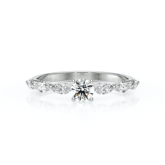 Solitaire accompagné diamant Solstice - 5
