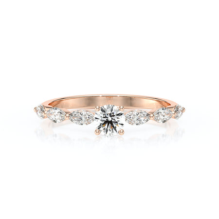 Solitaire accompagné diamant Solstice - 5