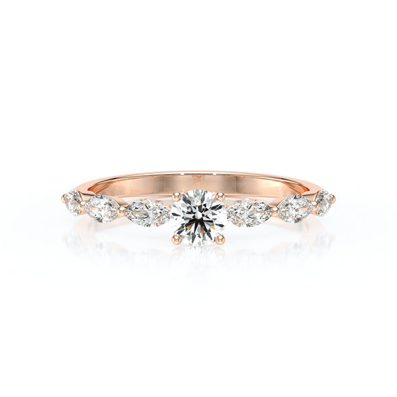 Solitaire accompagné diamant Solstice - 5