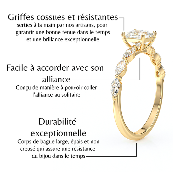 Solitaire accompagné diamant Solstice - 6