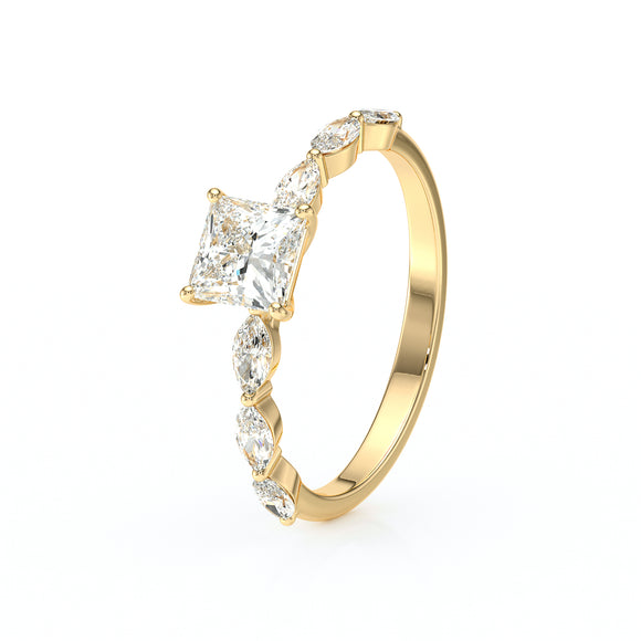Solitaire accompagné diamant Solstice - 6