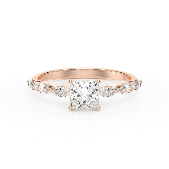 Solitaire accompagné diamant Solstice - 6