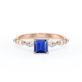 Solitaire accompagné saphir diamant Solstice - 6