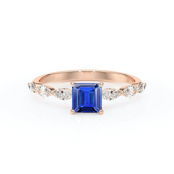 Solitaire accompagné saphir diamant Solstice - 6
