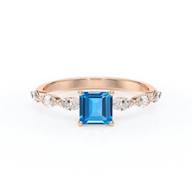 Solitaire accompagné topaze diamant Solstice - 6