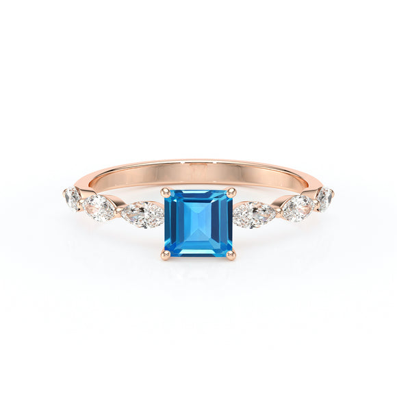 Solitaire accompagné topaze diamant Solstice - 6