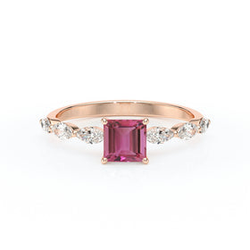 Solitaire accompagné tourmaline diamant Solstice - 6
