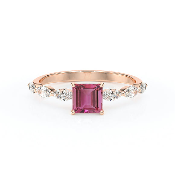 Solitaire accompagné tourmaline diamant Solstice - 6