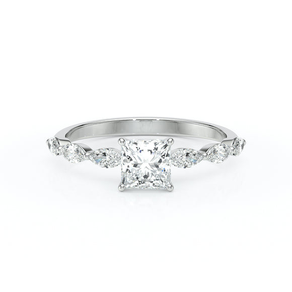 Solitaire accompagné diamant Solstice - 6