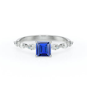 Solitaire accompagné saphir diamant Solstice - 6