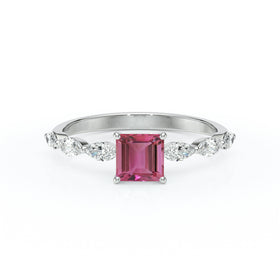 Solitaire accompagné tourmaline diamant Solstice - 6